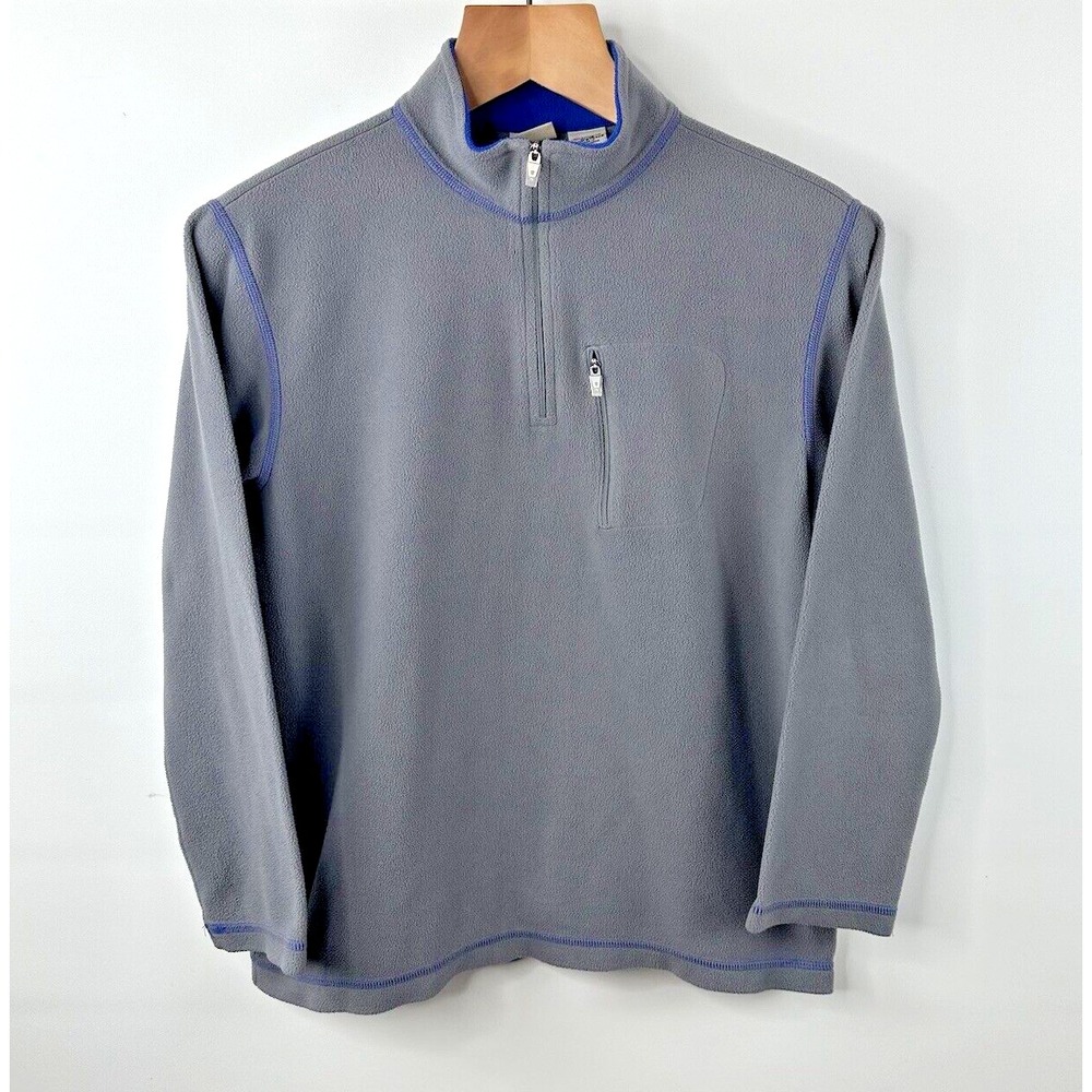 L.L. Bean Boys XL 18 Gray Blue Quarter Zip Fleece Pullover Jacket Layering